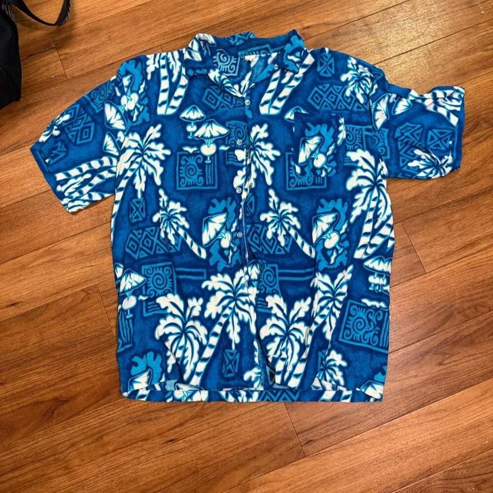 Vintage Koko Knot Blue Palm Tree Hawaiian Shirt